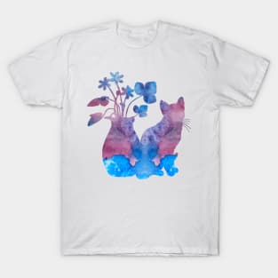 A cat and flowers T-Shirt